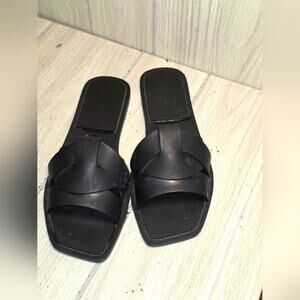 Zara Women's Crossover Jelly Slide Sandals Black Size 7 Summer Vacation Beach